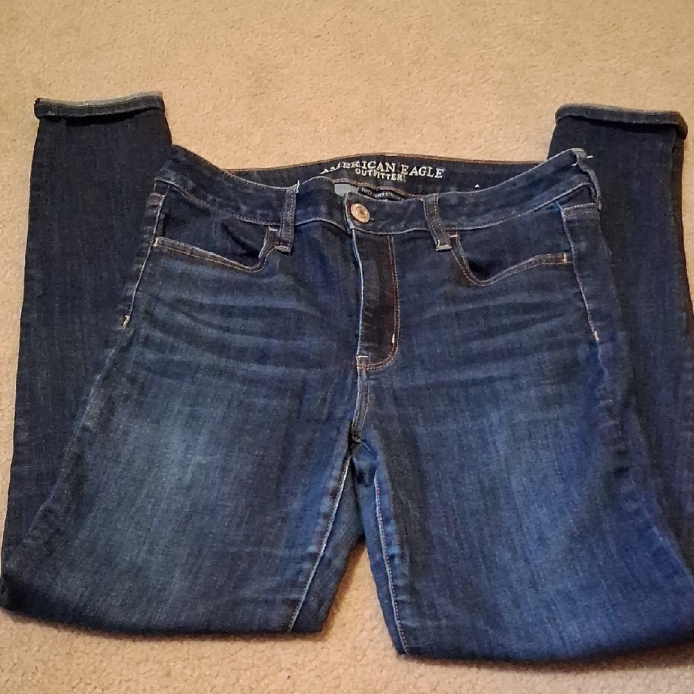 American Eagle Outfitters Women's Dark Blue Skinny Jeans (C)